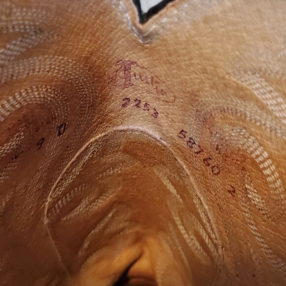 VINTAGE JUSTIN NATURAL FINISH WESTERN WORK BOOTS SIZE 9D MADE IN USA - Picture 4 of 8